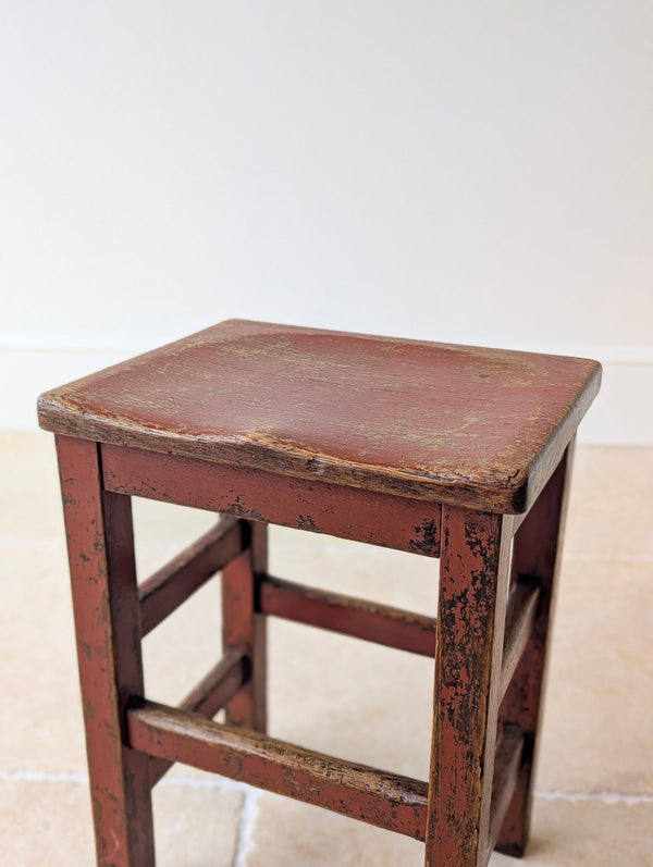 Antique Edwardian Painted Pine Country Stool c.1910