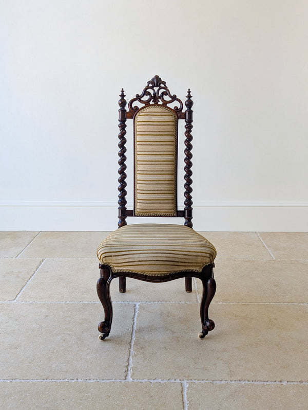 Antique Mid-Victorian Walnut High-Back Parlour Chair c.1850