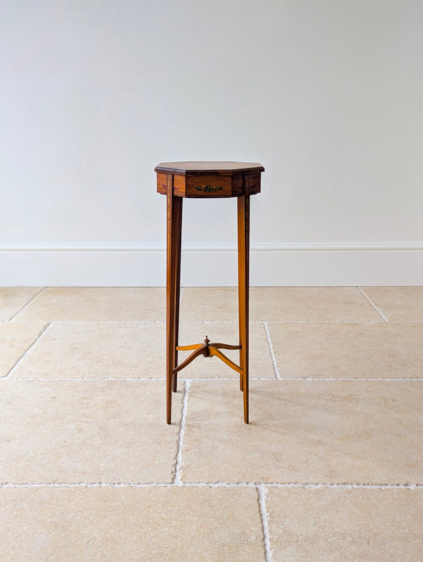 Antique Edwardian Satinwood Sheraton Revival Candle Stand c.1905