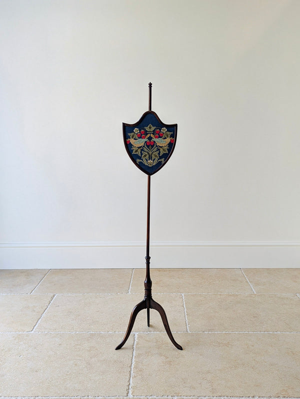 Antique George III Mahogany Tripod Pole Screen c.1800