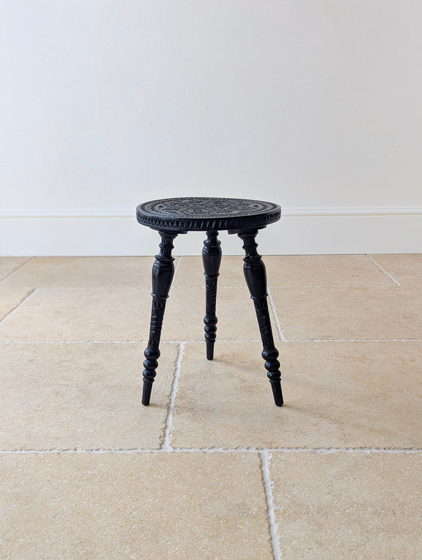 Antique Victorian Ebonised Chip-Carved Occasional Table c.1890