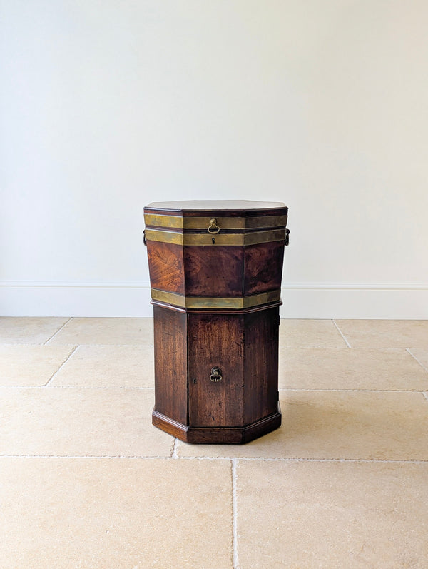 Antique George III Brass-Bound Mahogany Octagonal Cellaret c.1790