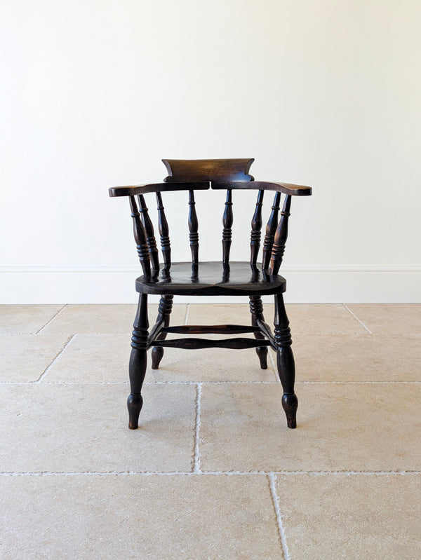 Antique Victorian Elm & Ash Captain’s Chair c.1890
