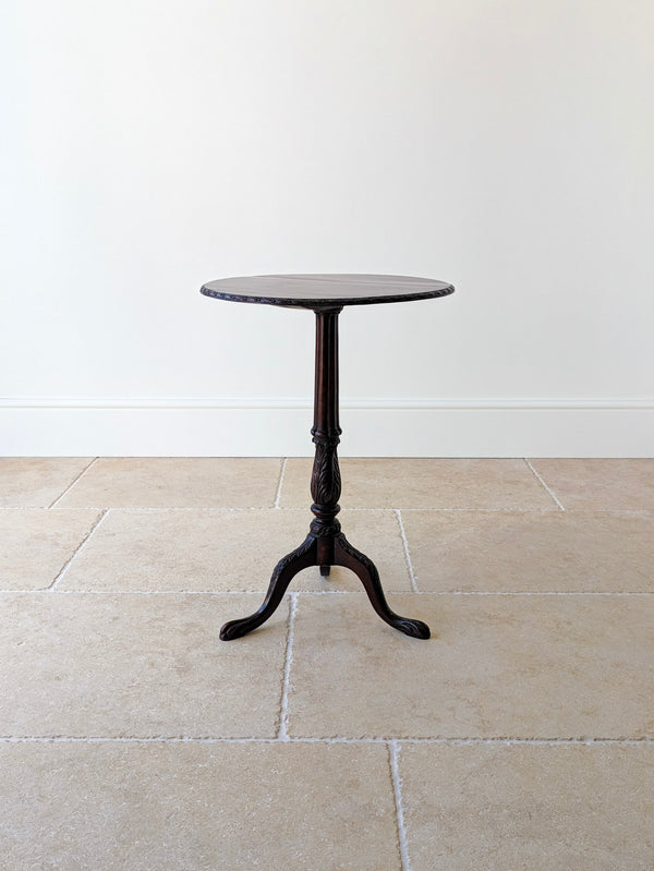 Antique Chippendale Revival Mahogany Tripod Wine Table With Detachable Top c.1890