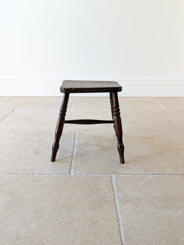 Antique Victorian Elm & Beech Country Stool c.1850