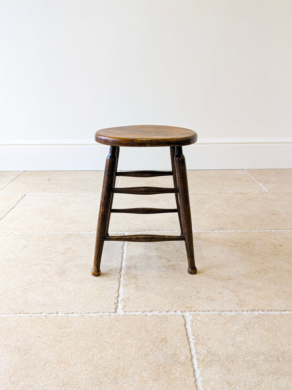 Antique Victorian Elm & Beech Country Stool c.1890