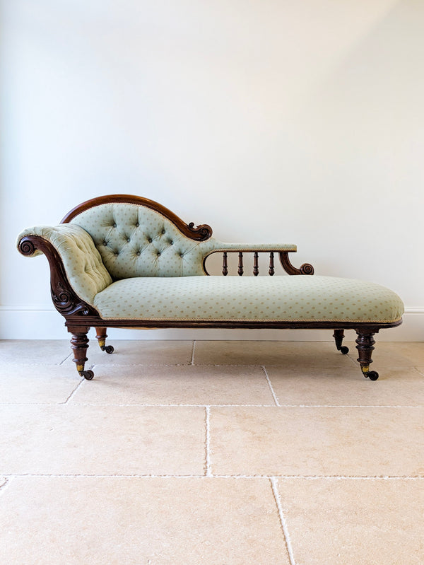 Antique Victorian Mahogany Chaise Longue c.1860