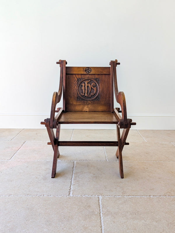 Antique Edwardian Oak Glastonbury Chair c.1910