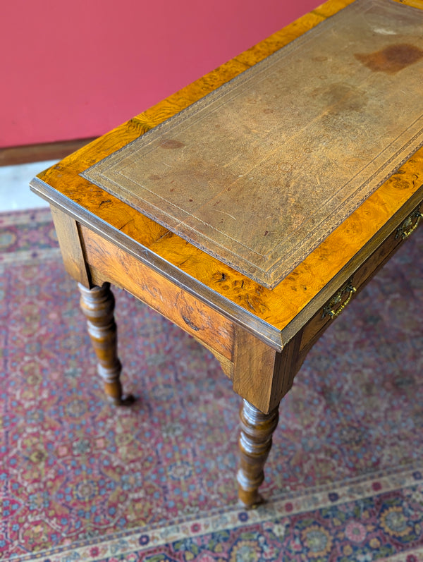 Antique Victorian Burr Walnut Desk / Library Table