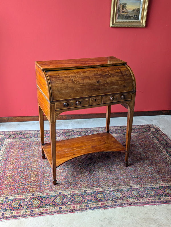 Antique Edwardian Mahogany Cylinder Writing Bureau Desk