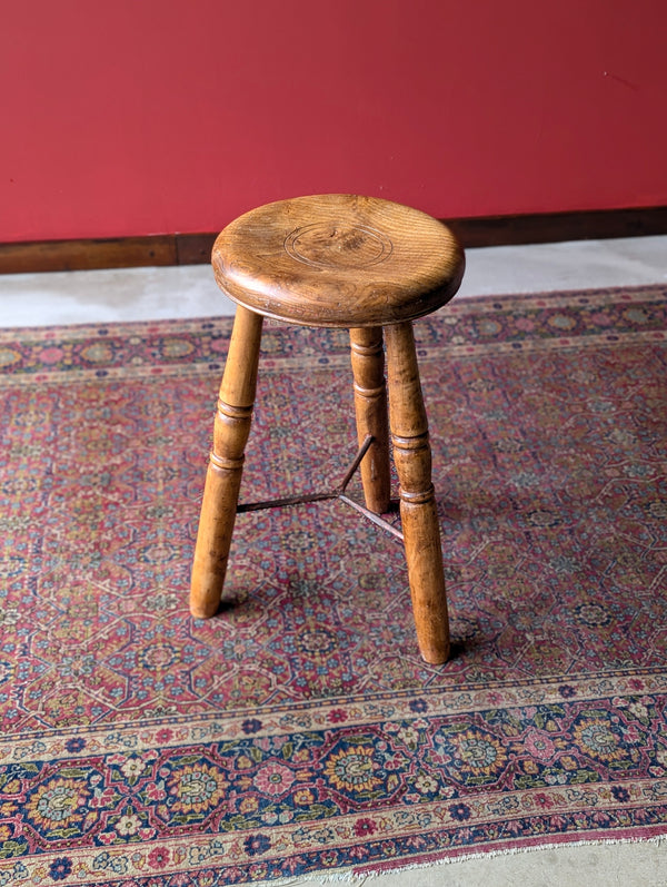 Antique Victorian Industrial Elm Stool