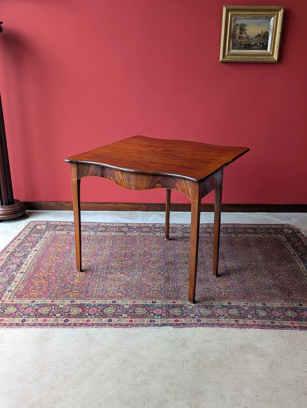 Antique Mid 19th Century Mahogany Serpentine Fold Over Tea Table