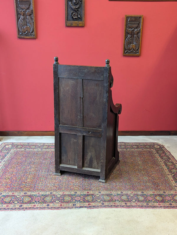 Antique Victorian Oak Throne Hall Chair