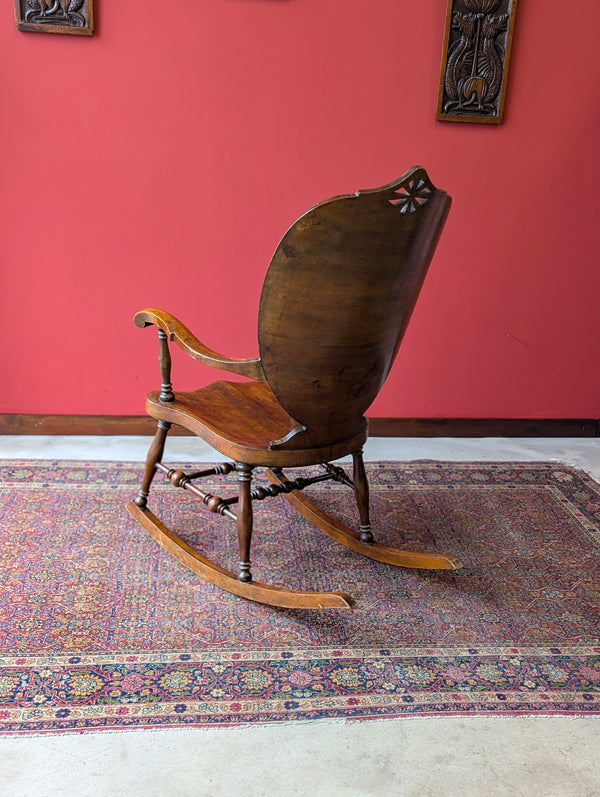 Antique Late 19th Century Biedermeier Birchwood Rocking Chair