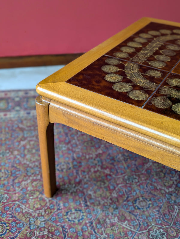 Mid Century Tile Top Square Teak Coffee Table