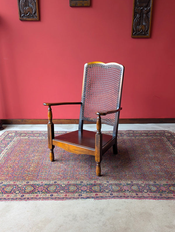 Antique 1920’s Art Deco Walnut Cane Back Easy Chair / Cocktail Chair