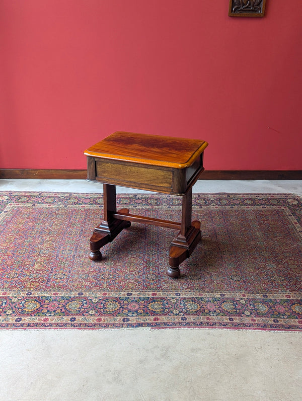 Antique Victorian Flame Mahogany Low Work Table