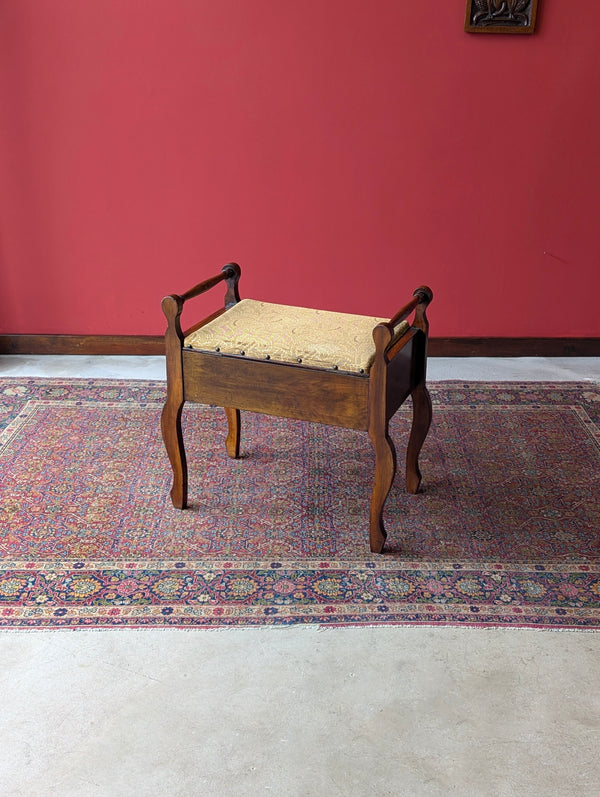 Antique Edwardian Arts & Crafts Mahogany Piano Stool with Storage