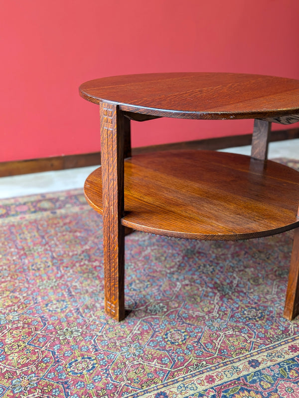 1930’s Art Deco Circular Two Tier Oak Coffee Table