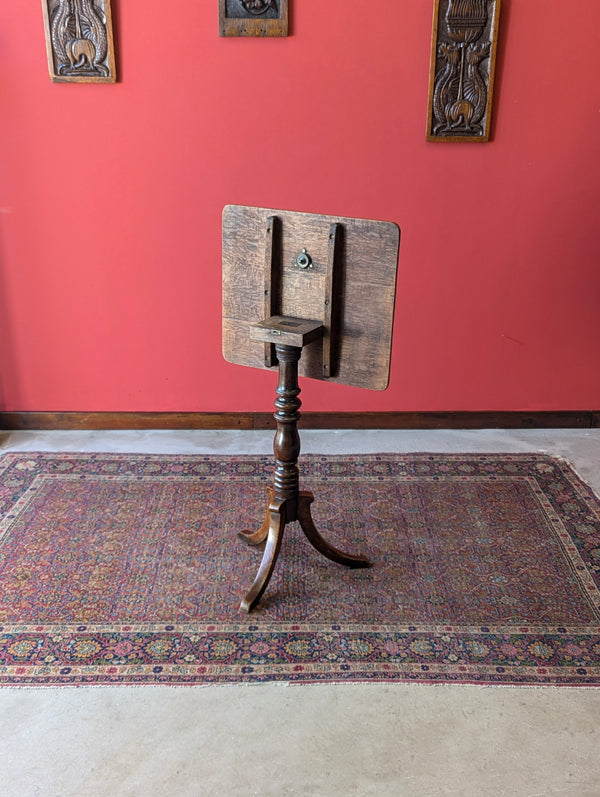 Antique 19th Century Oak Pedestal Tilt Top Wine Table