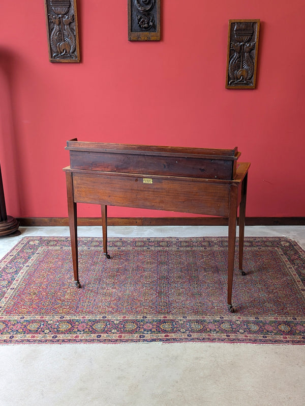 Antique Edwardian Mahogany Red Leather Writing Table Desk