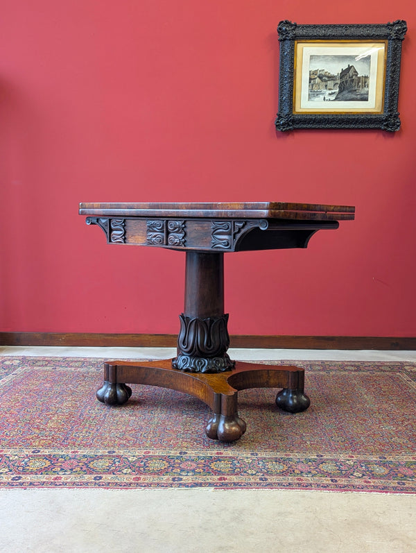 Antique Regency Rosewood Fold Over Tea Table