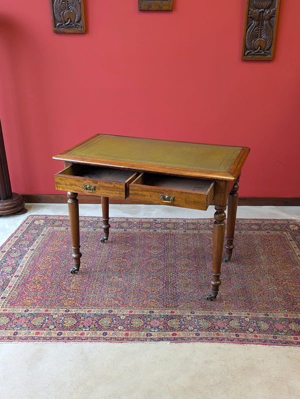 Antique 19th Century Walnut Leather Top Writing Table Desk