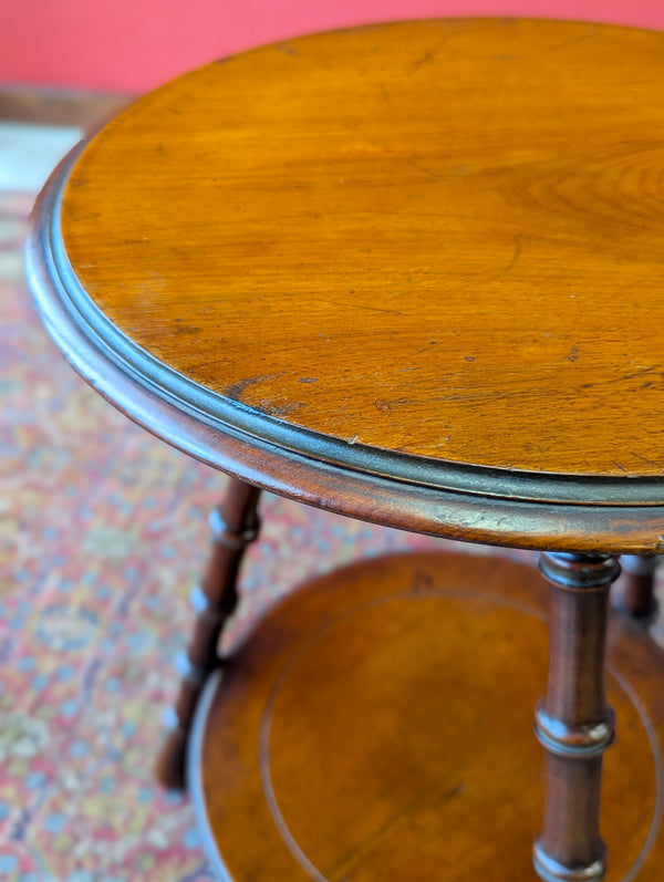 Antique Victorian Aesthetic Movement Faux Bamboo Circular Occasional Table