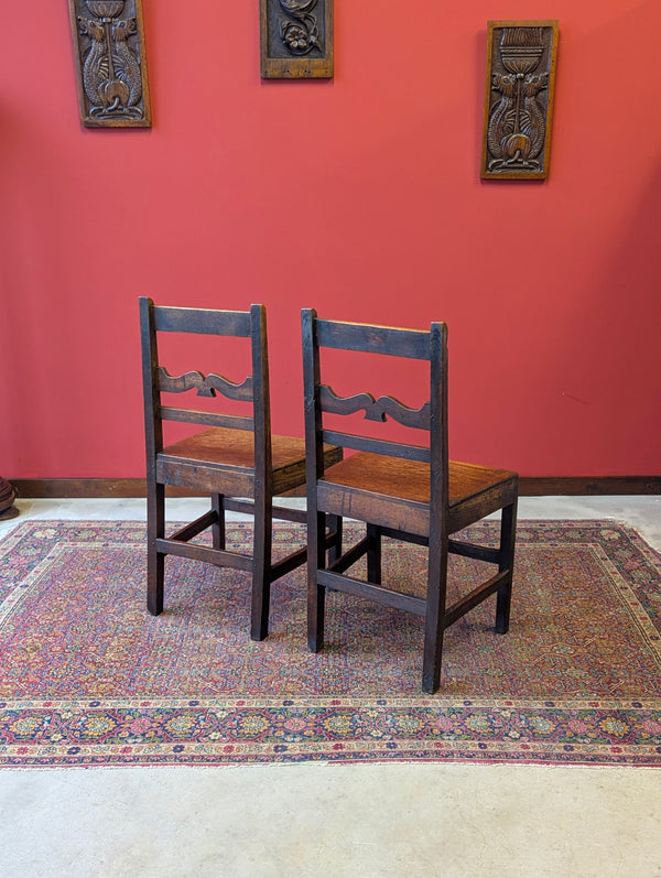 Pair of Antique Georgian Oak Side Chairs Circa 1780