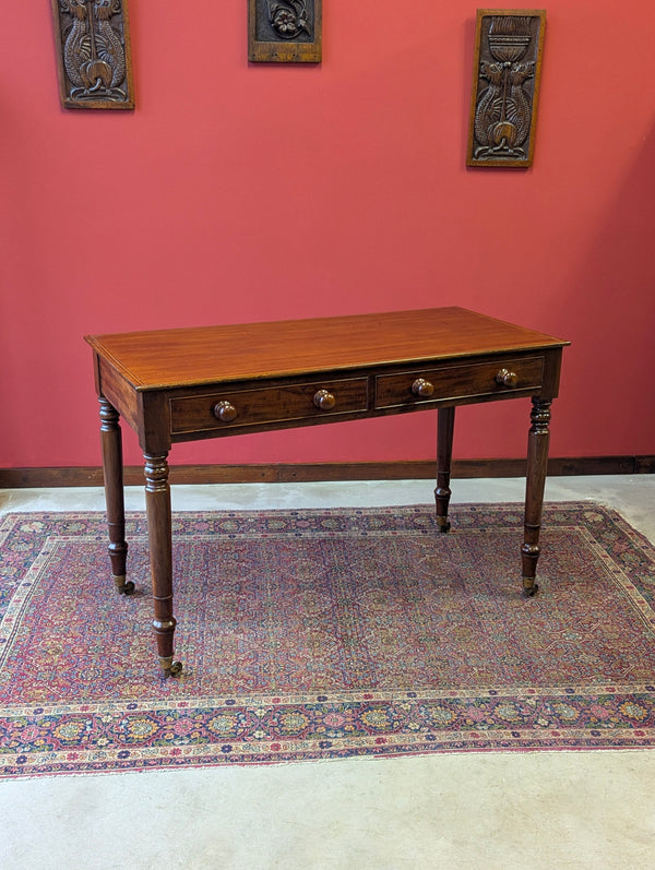 Antique Edwardian Inlaid Mahogany Writing Table Desk