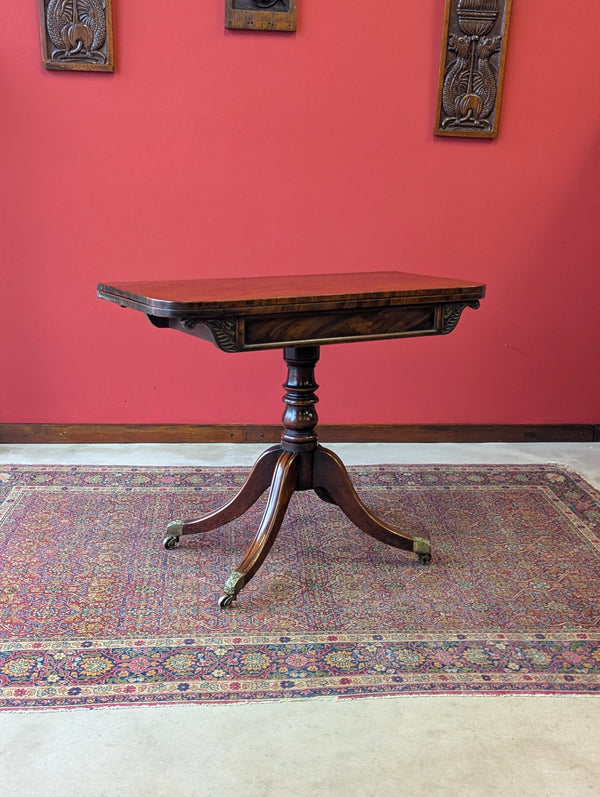 Antique 19th Century Mahogany Fold Over Pedestal Card Table