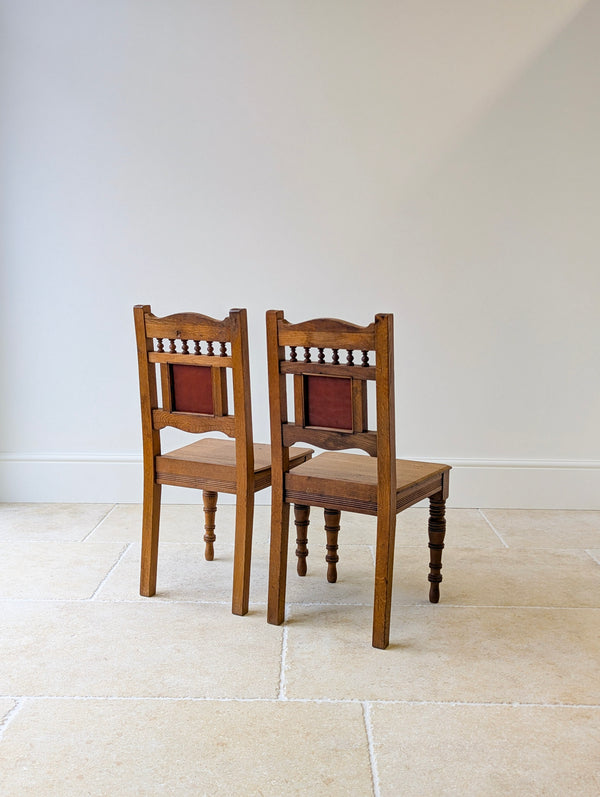 Pair of Antique Victorian Oak Side Chairs c.1890