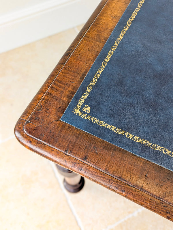 Antique Early Victorian Mahogany Library Table with Leather Top c.1850