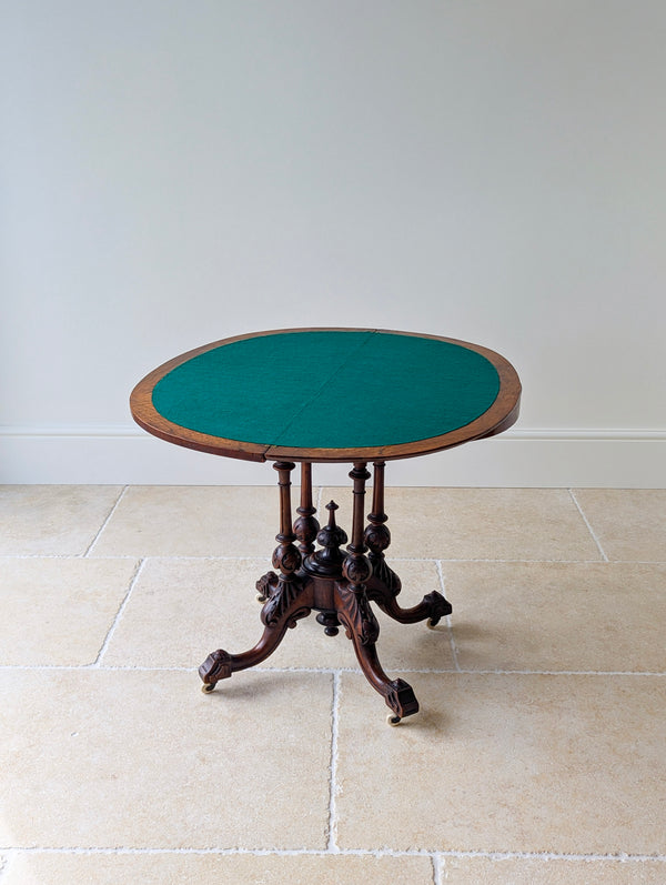 Antique Victorian Burr Walnut Card Table c.1870