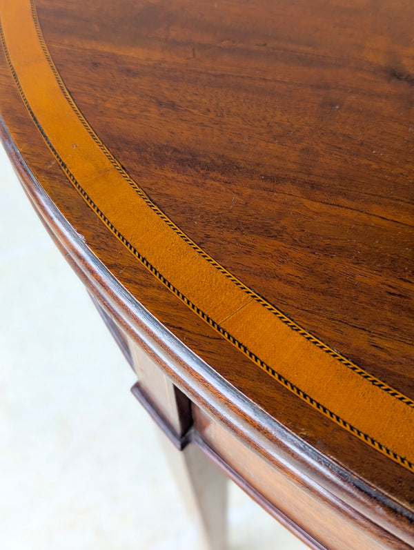 Antique George III Inlaid Mahogany Demi-Lune Fold-Over Tea Table c.1790