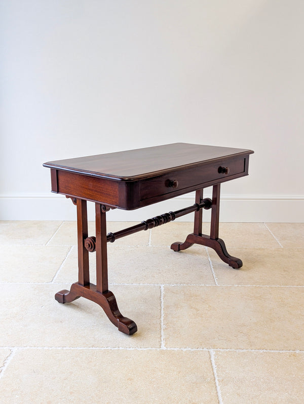 Antique Early Victorian Irish Mahogany Library Table by J. Kerr & Co c.1850