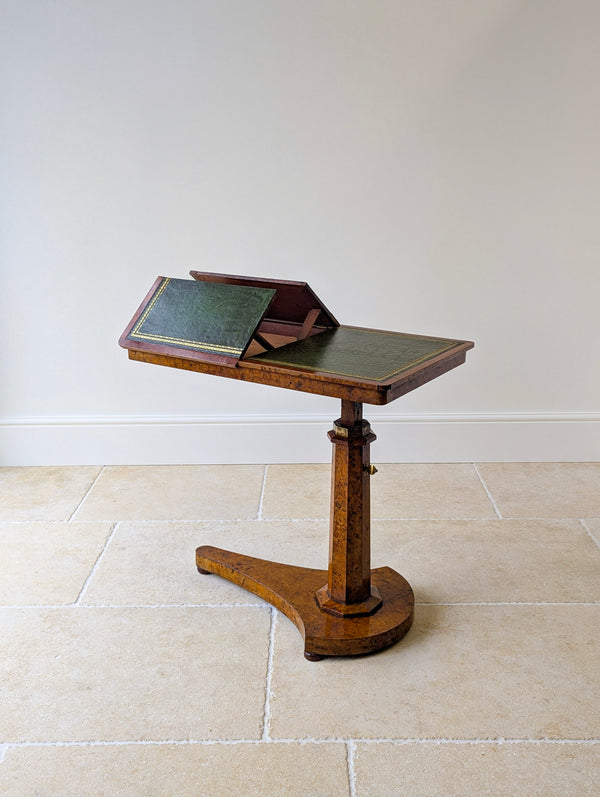 Antique George IV Burr Elm Adjustable Library Reading Table c.1830