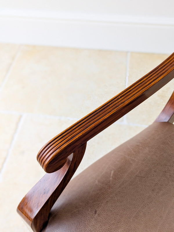Antique Edwardian Rosewood & Brass Inlaid Desk Chair c.1910