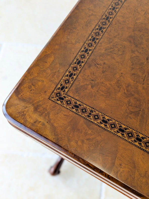 Antique Victorian Burr Walnut Work & Games Table c.1870