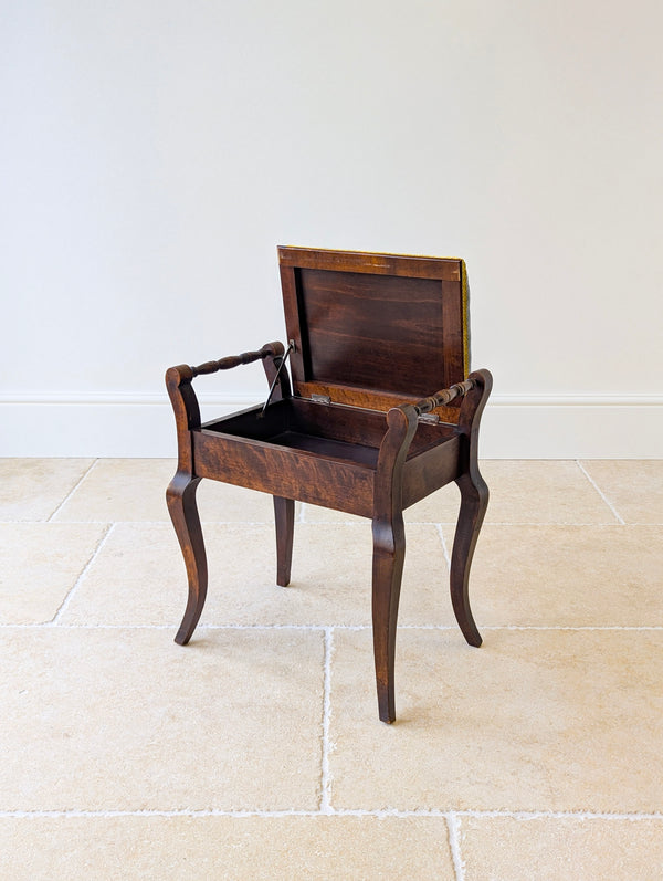 Antique Victorian Mahogany Piano Stool with Storage c.1890