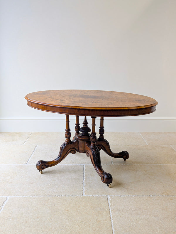 Antique Victorian Burr Walnut Tilt-Top Centre Table c.1860