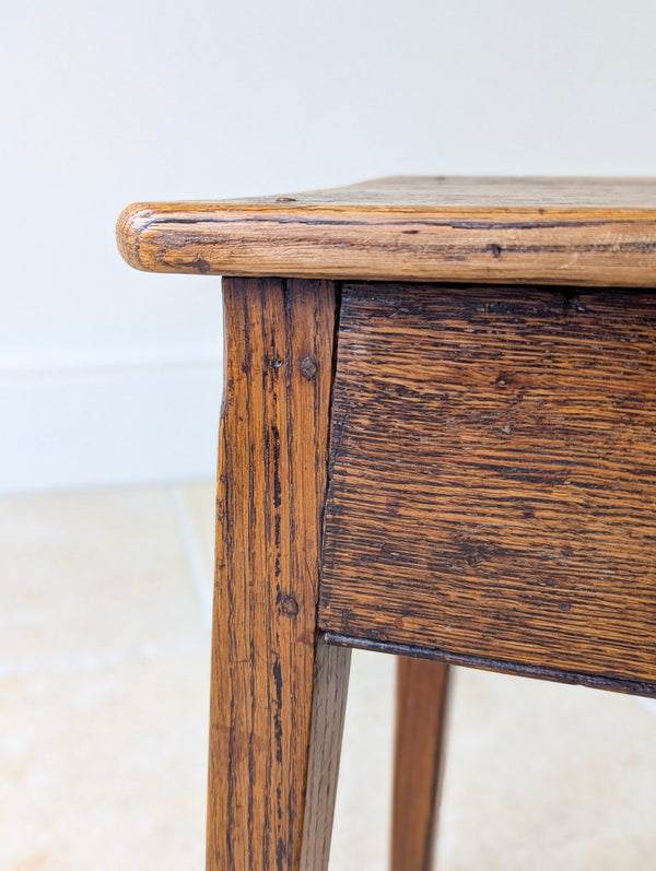 Antique Late 19th Century Country Oak Stool