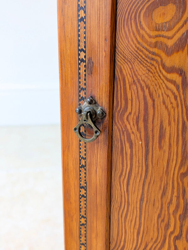 Antique Victorian Aesthetic Movement Pitch Pine Bedside Cabinet c.1890
