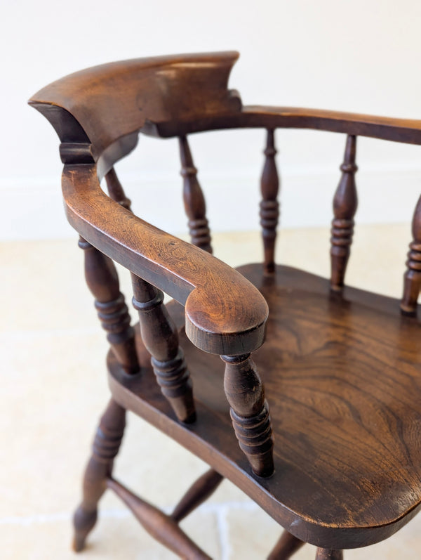 Antique Edwardian Elm & Beech Captain’s Chair c.1910