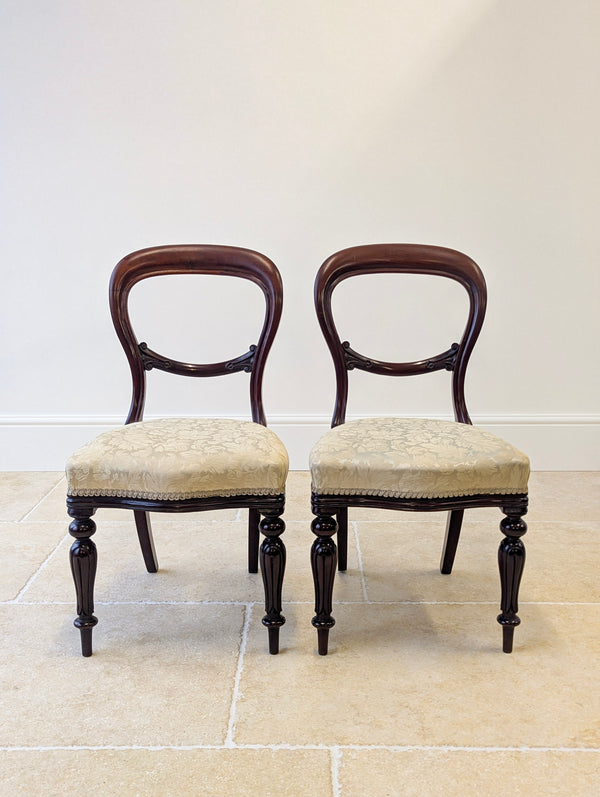 Set of Six Antique Victorian Mahogany Balloon Back Dining Chairs c.1860