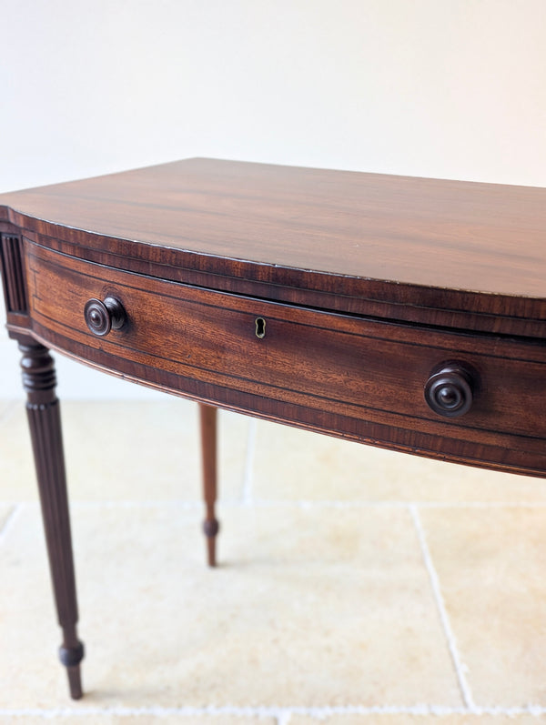 Antique Early 19th Century Mahogany Bow-Front Writing Table