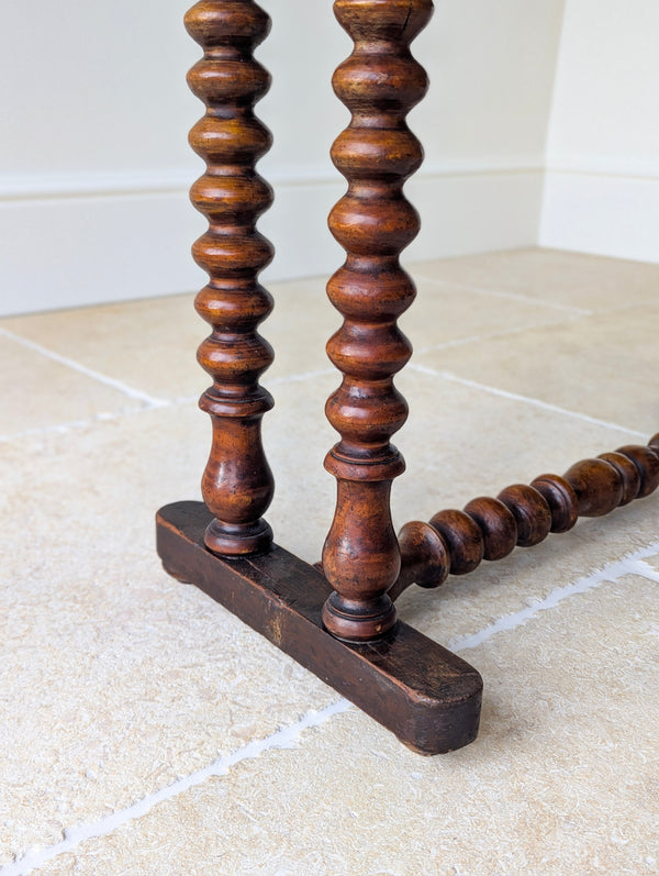 Antique Victorian Walnut Bobbin Chess / Games Table c.1880