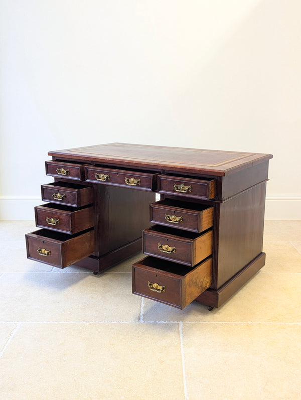 Antique Victorian Mahogany Pedestal Desk c.1890