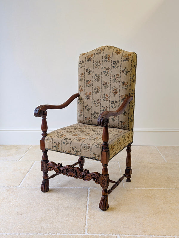 Pair of Antique Late Victorian Walnut Armchairs c.1890