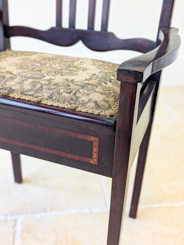 Antique Edwardian Mahogany Piano Stool with Storage c.1910